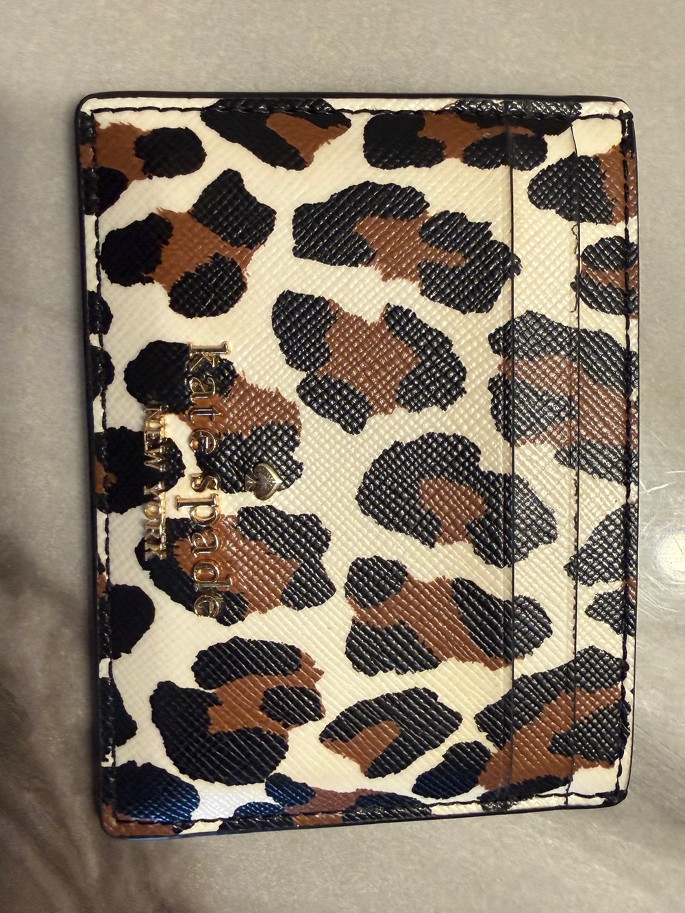kate spade Leopard-Print Card Holder - Brown, Black & White